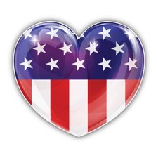 United States Of America Glossy World Flag Love Heart Car Bumper Sticker Decal