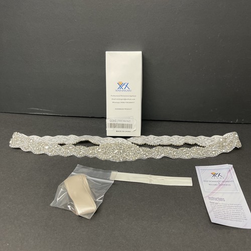 Aplique cinturón de boda de estrás con cuentas de cristal de 1 yarda XINFANGXIU - Imagen 5 de 5