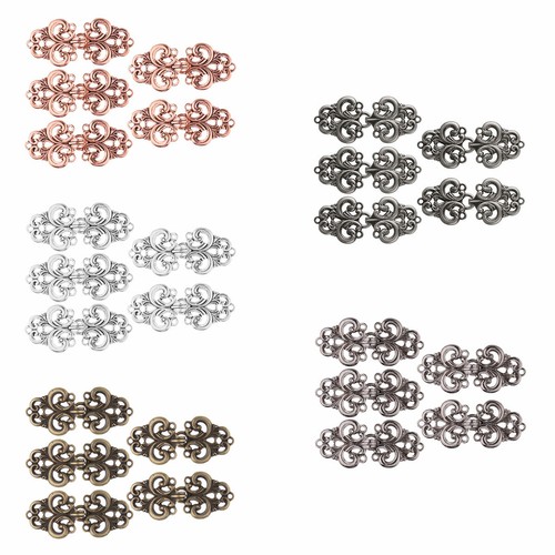5 Pair Swirl Flower Cape Cloak Clasp Fasteners Filigree Cardigan Clip Button Pin - Picture 2 of 34