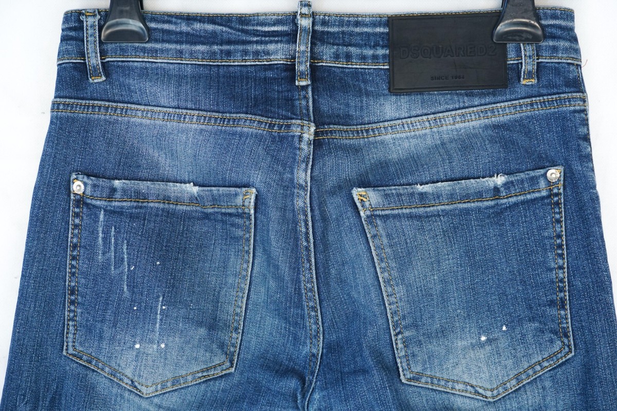 Dsquared2 Jeans Skinny Fit Blue Distressed Polka Dot Fade