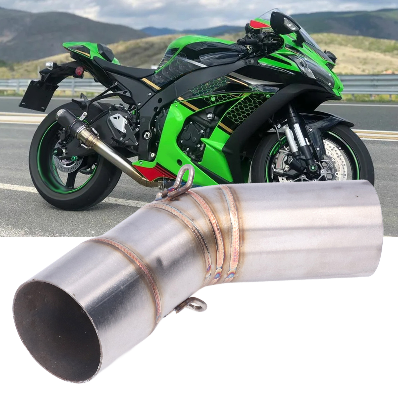Exhaust Mid Pipe Stainless Steel Motorcycle Exhaust Middle Tube 1mm eBay