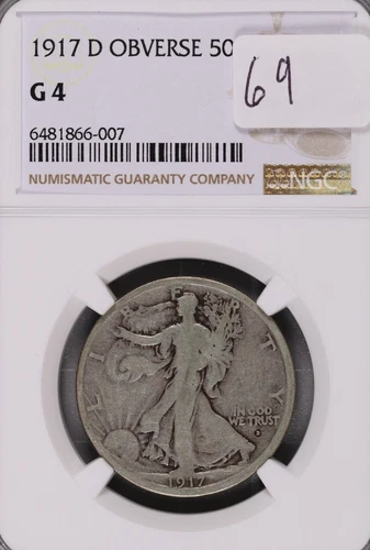 1917-D Obverse Walking Liberty Silver Half Dollar NGC G-4 #6-007