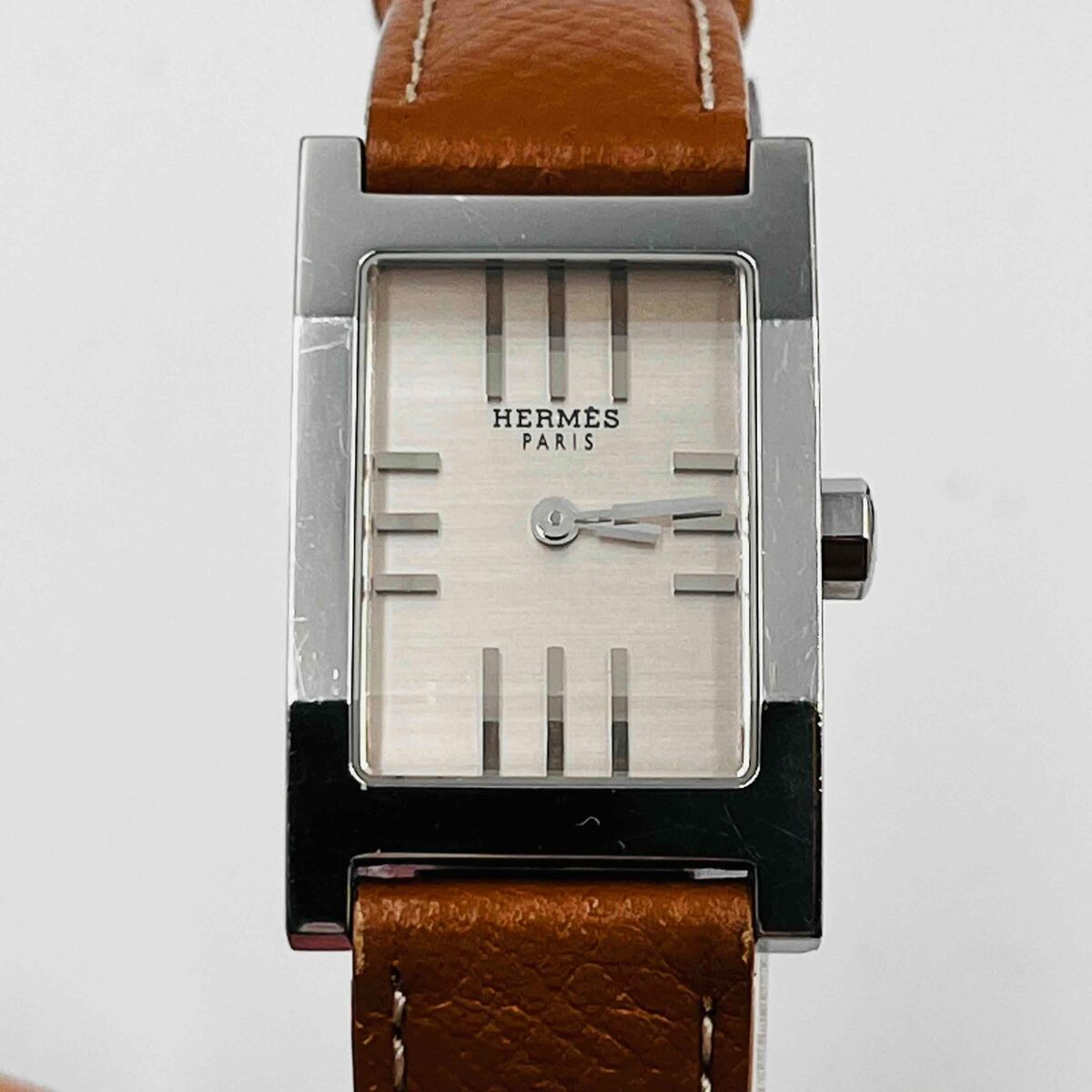 HERMES Tandem TA1.210 Quartz Silver Dial Aftermarket belt HERMES Tandem TA1.210 Quartz Silver Dial Aftermarket belt