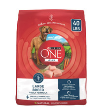 Purina ONE Plus Dry Large Breed Dog Food, Real Protein Rich Natural Chicken 40lb