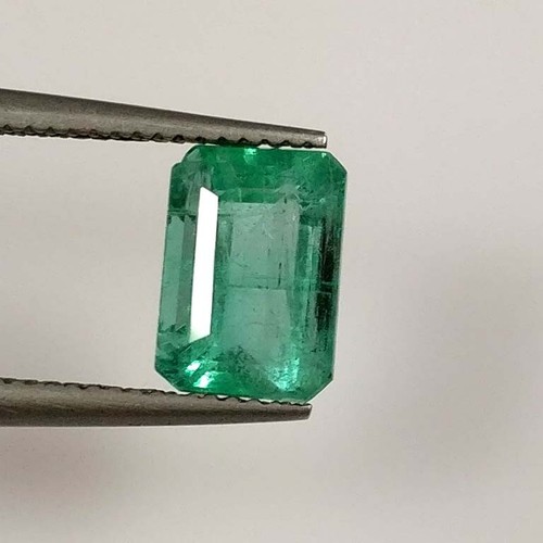 Smeraldo naturale dello Zambia 1,64 ct ~ parte superiore ottagonale verde buona lucentezza pietra preziosa non riscaldata - Foto 3 di 4
