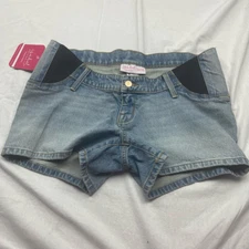 Isabel Womens Mini Short Shorts Blue Expandable Pull On Maternity 4/27 New