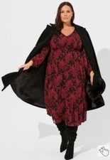 Torrid Tea Length Clip Dot Open Back A-Line Long Sleeve Dress Sz 2X NWT Lined