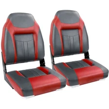 NORTHCAPTAIN Deluxe Charcal/Red High Back Folding Boat Seat, 2 Seats