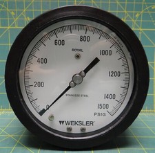 Weksler Royal 4 1/2" Pressure Gauge 0-1500PSIG, 1/4" NPT Back Connection