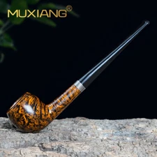 MUXIANG Briar Smooth Tobacco Pipe Handmade Freehand Pipe Straight Ebonitr Stem