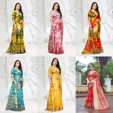 Women's Organza Saree with Running blouse Piece