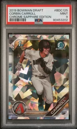 2019 BOWMAN DRAFT #BDC125 CORBIN CARROLL PSA 9 MINT CHROME SAPPHIRE EDITION