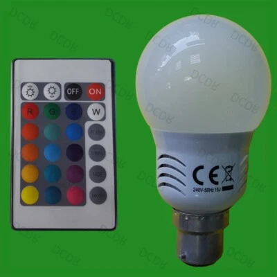 4x 3W Fernbedienung RGB Farb Verändernd LED Spot Glühlampen BC B22 Party Lampe - Bild 1 von 4