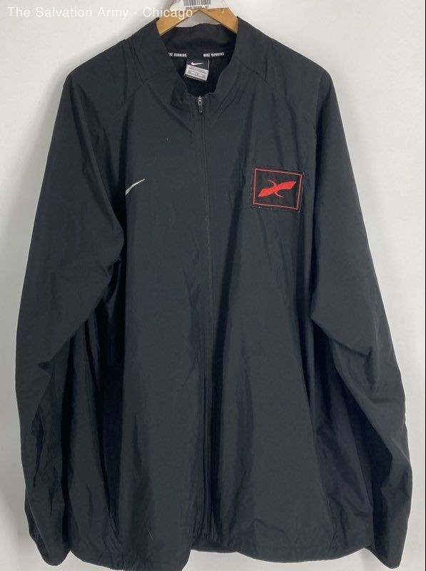 Nike Mens Black Pockets Long Sleeve Full Zip Windbreaker Jacket Size 2XL