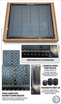 DoFiKi Honeycomb Laser Bed 400mm: Precision Rulers, Carbon Grip,