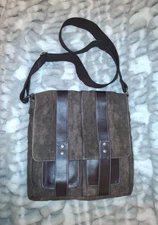 WILSON LEATHER Messenger Bag Brown Leather and Canvas. New without Tags. 