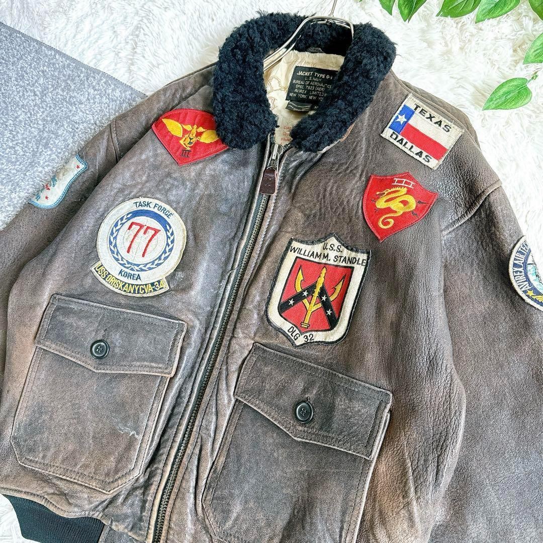 Rare 80S Avirex Top Gun Flight Jacket G-1 M Size Top-Gun Leather Brown 2604TK image 7