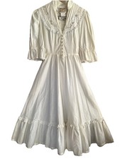 Vtg Gunne Sax By Jessica McClintock Prairie Dress Ivory Cotton Size 3 SMALL