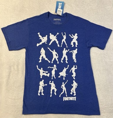Men s Fortnite Dance Moves Tee T-Shirt Video Game Blue Shirt Medium