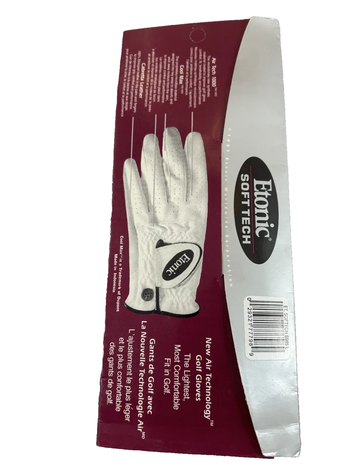 Nuevo Guante de Golf Etonic Soft-Tech Para Hombre Izquierdo Grande Cadete Con Cool Max Foto 4 de 4