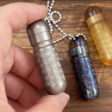 PEI Titanium Damascus Pill Holder Case Container Organizer Waterproof Box EDC