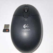 Logitech Wireless USB Optical Mouse BLACK Scroll Wheel 3 Buttons
