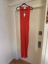 Reformation Siana Dress Women’s 6 Orange Solid V-Neck Sleeveless Long