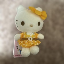 Hello Kitty Retro Dress Plush 13 Doll Yellow Cute Stuffed Mascot Mint