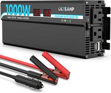 1000W Pure Sine Wave Power Inverter with 2 AC Outlets, 2 USB Ports, LCD Display,