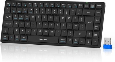 TECKNET Kabellose Tastatur Wiederaufladbar Bluetooth für 4 Geräte Kompakt - Schwarz