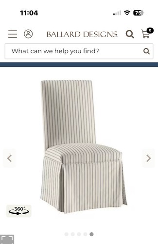Ballard designs set Of 6 Parsons Chair Slipcovers Natural/khaki Stripe