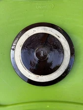 1800s 1 Gallon Stoneware Crock Lid Brown Slip Salt Glaze Banded Cover from ESVA