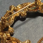 Gold Tone Wreath Brooch Pin w/ Green Marquise Rhinestones Prong Set — photo 10