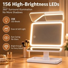 Led Lighted Vanity Mirror With 1x2x3x Magnification Foldable Makeup Mirror
