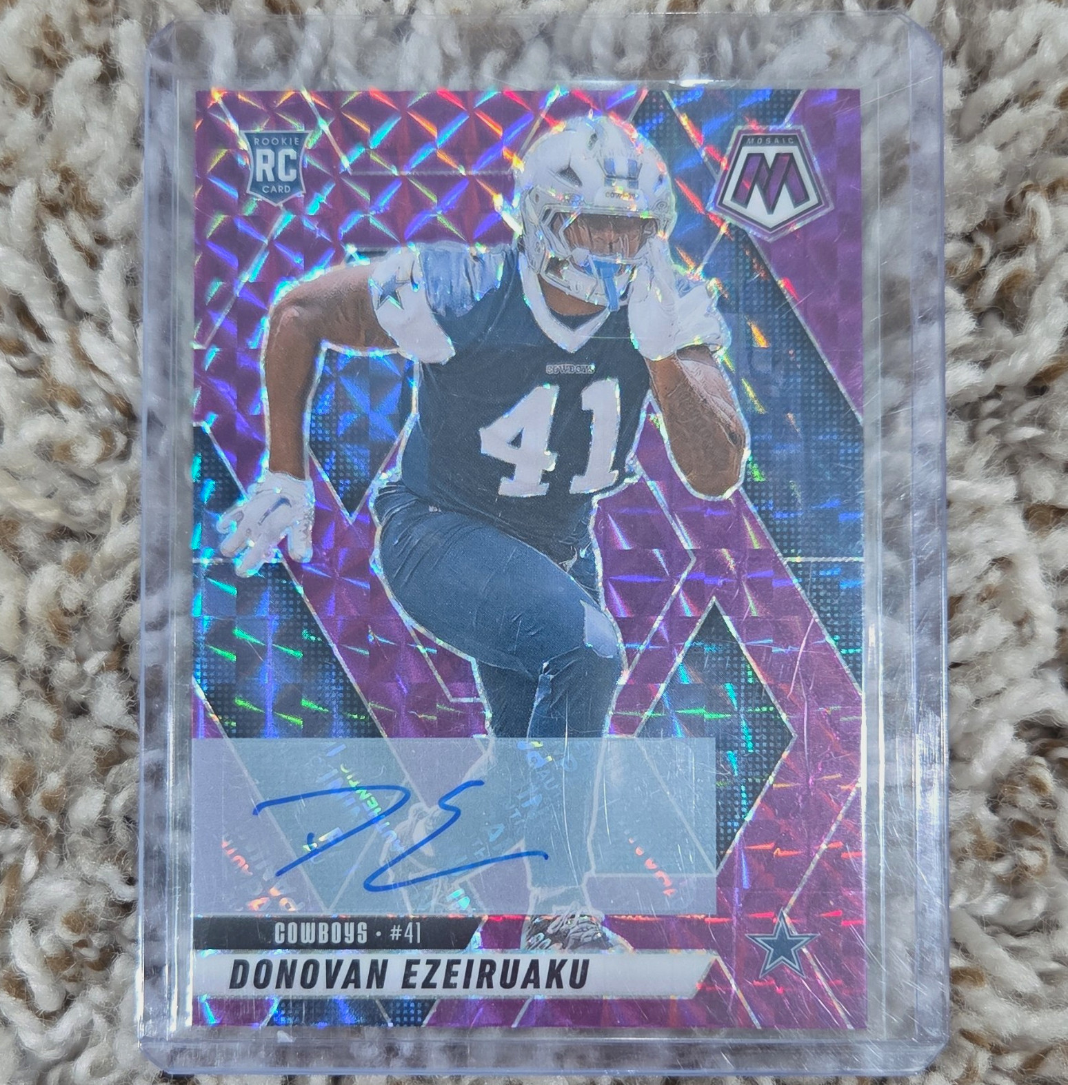 Panini 2025 Mosaic Rookies Donovan Ezeiruaku RC Auto Purple /49 #337 Cowboys