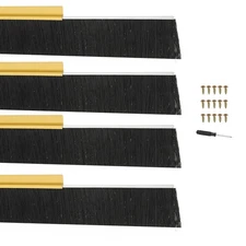 Door Brush Sweeps 3.94" x 39.37", 4 Sets Door Bottom Sweep, Gold/Black