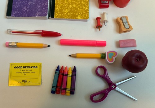 Our Generation School Supplies Accessory Set for 18" Dolls scissors tape crayons - Picture 4 of 7