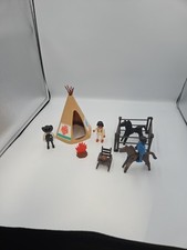 Piezas De Colección Playmobil Conjunto Indio Tipi Nativo Americano, Caballos Vallas Fuego