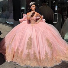 Fairytale Quinceanera Dresses Ball Gown Off Shoulder Large Bow Appliques Sweet16