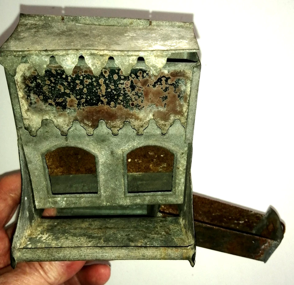 ancienne mangeoire abreuvoir à oiseau en zinc pour cage d'oiseaux - Photo 2/4