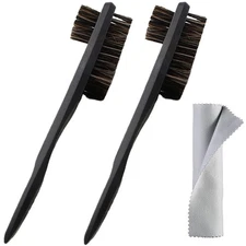 Shoe Brush for Leather - Horsehair Shoe Polish Brush 2 Pack Horse Hair Shoe C...