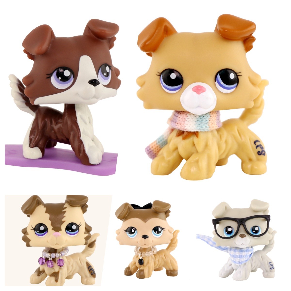 Random 1Pc Mini Pet Shop LPS Collie Dog for Girl Gift Animal Toy