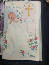 VERY CUTE VERY VINTAGE BABYS FIRST CHRISTENING CARD/BOOKLET FROM THE 50  s