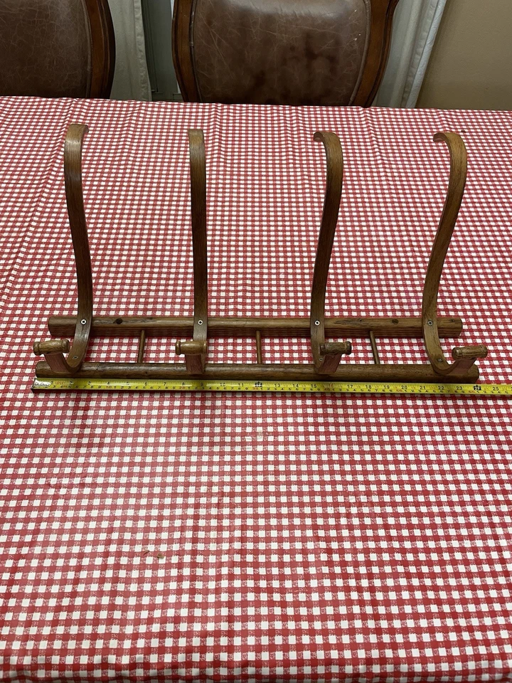 "Perchero Thonet vintage de madera curvada montado en la pared 24"" de largo" Foto 4 de 4