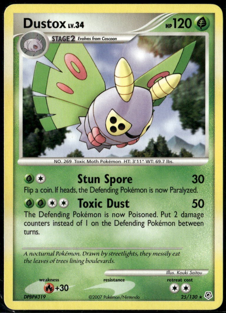Dustox 25/130 Rare Diamond & Pearl LP Pokemon Card