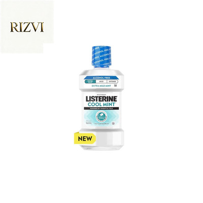 Listerine Extra Mild Alcohol-Free Mouthwash, Cool Mint, 250 mL