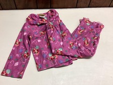 Strawberry Shortcake Pajama Set Girls 5 Pink Fleece Button Front Hearts Print
