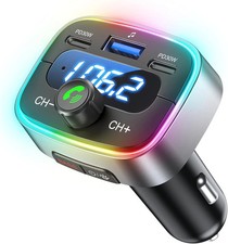 Bluetooth 5.4 Car FM Transmitter Adapter 60W Fast Charger Handsfree LED