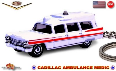           RARE KEY CHAIN WHITE CADILLAC AMBULANCE EMT EMS  GREAT GIFT  