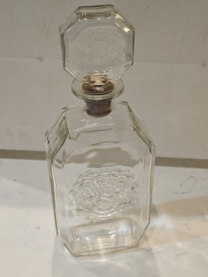 Vtg Prohibition Schenley Whisky Liquor Embossed Glass Bottle With Glass Stopper